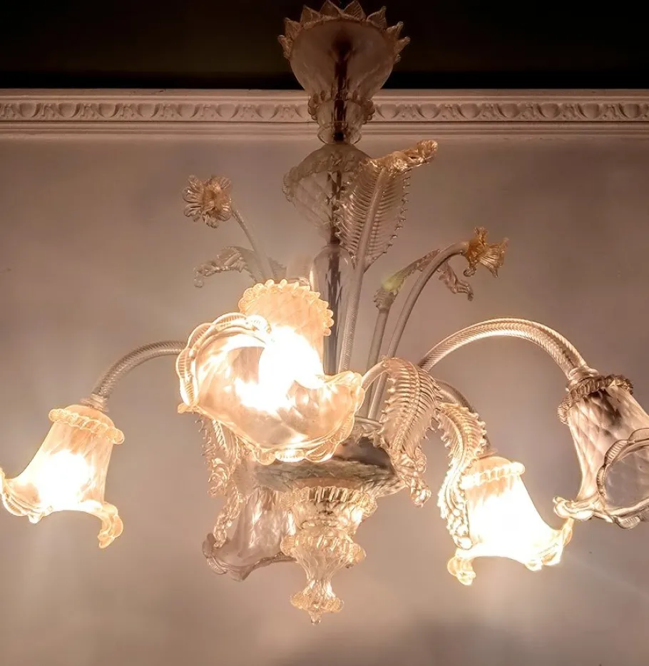 Best Pamono Murano Glass Chandelier, Italy, 1930s