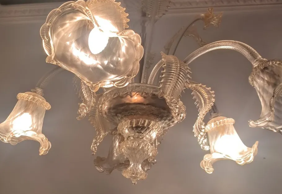 Best Pamono Murano Glass Chandelier, Italy, 1930s