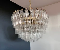 Best Pamono Murano Glass Chandelier with 111 Polyedry, 1990s