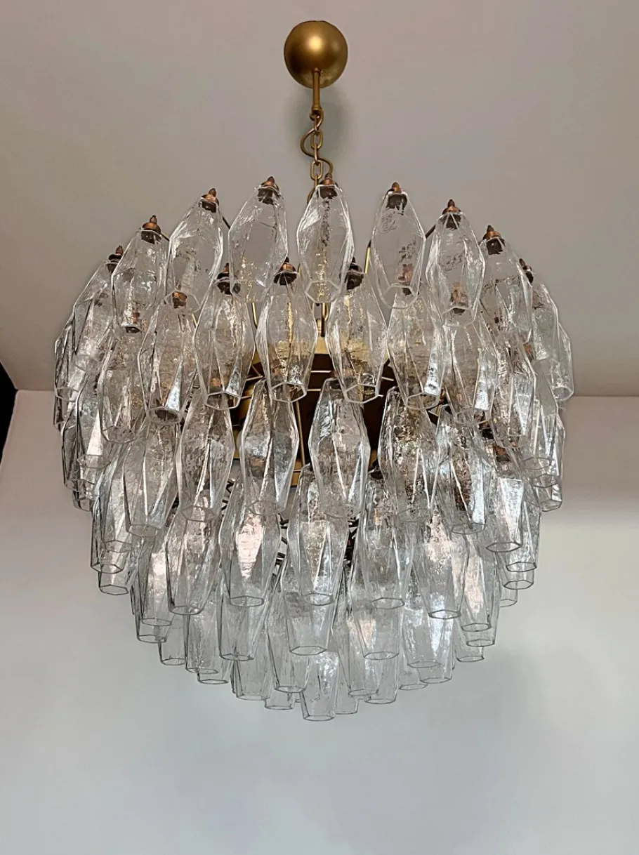 Best Pamono Murano Glass Chandelier with 111 Polyedry, 1990s