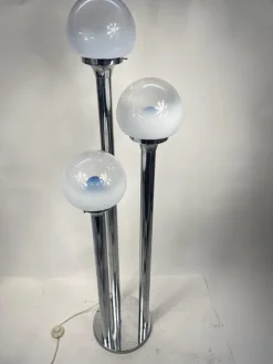 Best Pamono Murano Glass Chromed Steel Ground Lamp in the style of Mazzega, Italy, 1960s