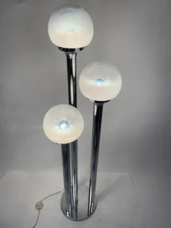 Best Pamono Murano Glass Chromed Steel Ground Lamp in the style of Mazzega, Italy, 1960s