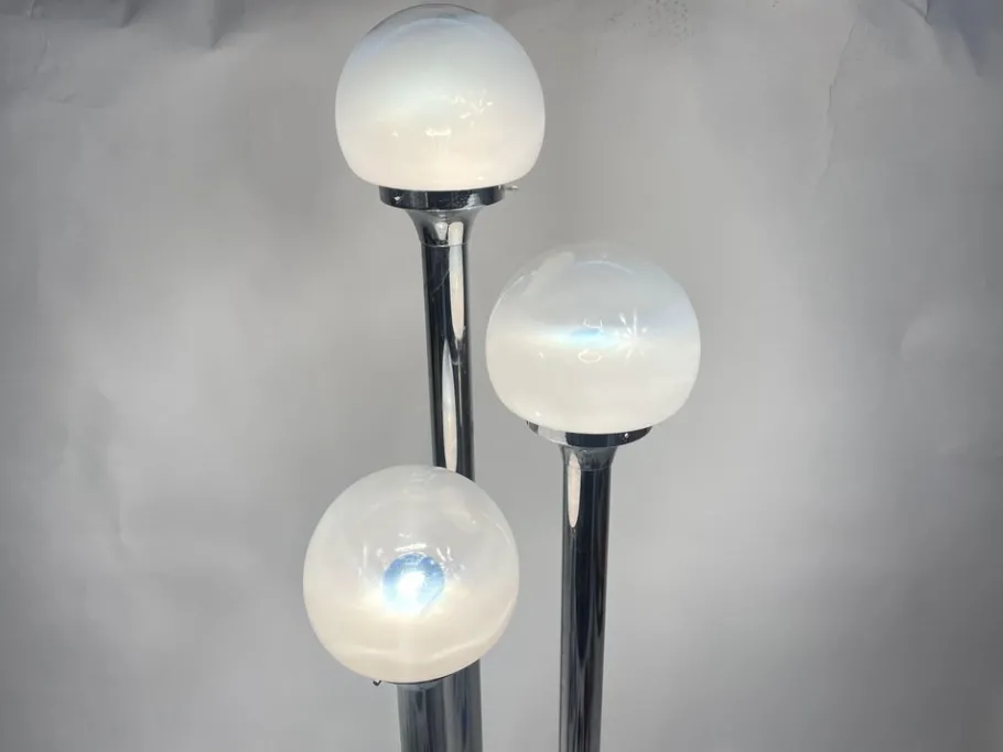 Best Pamono Murano Glass Chromed Steel Ground Lamp in the style of Mazzega, Italy, 1960s