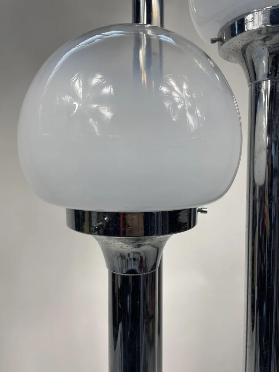 Best Pamono Murano Glass Chromed Steel Ground Lamp in the style of Mazzega, Italy, 1960s