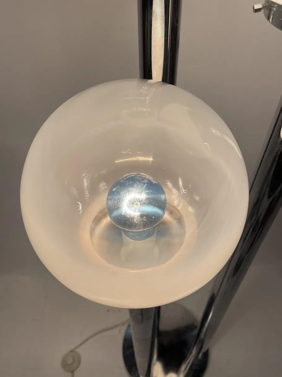 Best Pamono Murano Glass Chromed Steel Ground Lamp in the style of Mazzega, Italy, 1960s