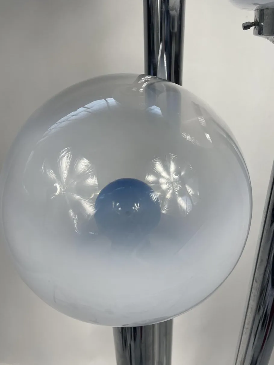 Best Pamono Murano Glass Chromed Steel Ground Lamp in the style of Mazzega, Italy, 1960s