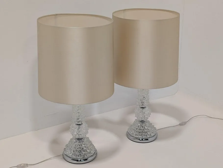 Clearance Pamono Murano Glass Lamps from Porta Romana, Set of 2