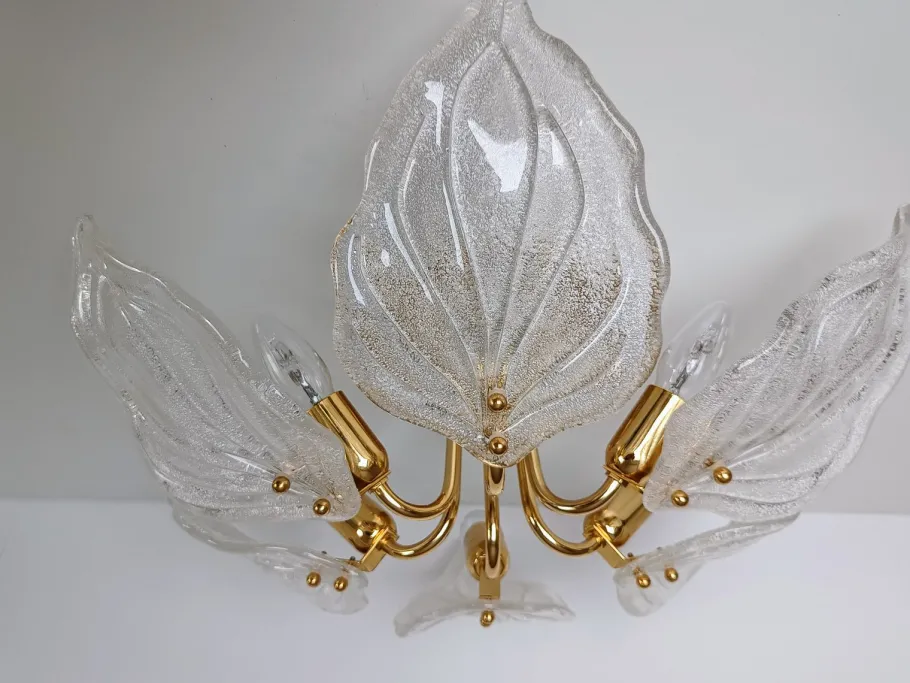 Best Pamono Murano Glass Leaf Flush Mount from Novaresi, Italy, 1970s