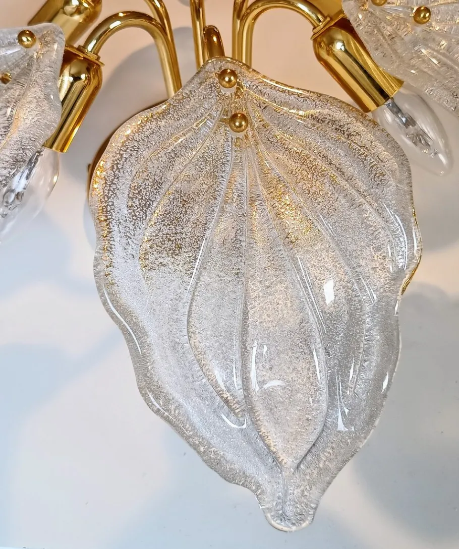 Best Pamono Murano Glass Leaf Flush Mount from Novaresi, Italy, 1970s