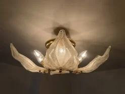 Best Pamono Murano Glass Leaf Flush Mount from Novaresi, Italy, 1970s