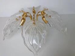Best Pamono Murano Glass Leaf Flush Mount from Novaresi, Italy, 1970s