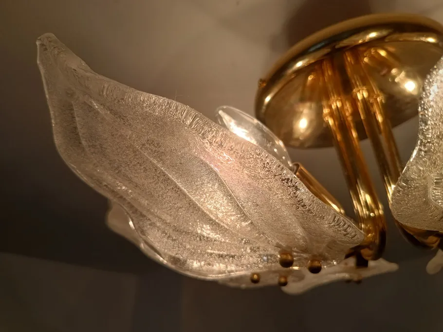 Best Pamono Murano Glass Leaf Flush Mount from Novaresi, Italy, 1970s