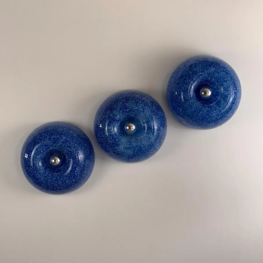 Best Pamono Murano Glass Neverrino Ceiling Lights attributed to Gae Aulenti for Vistosi, 1970s, Set of 3