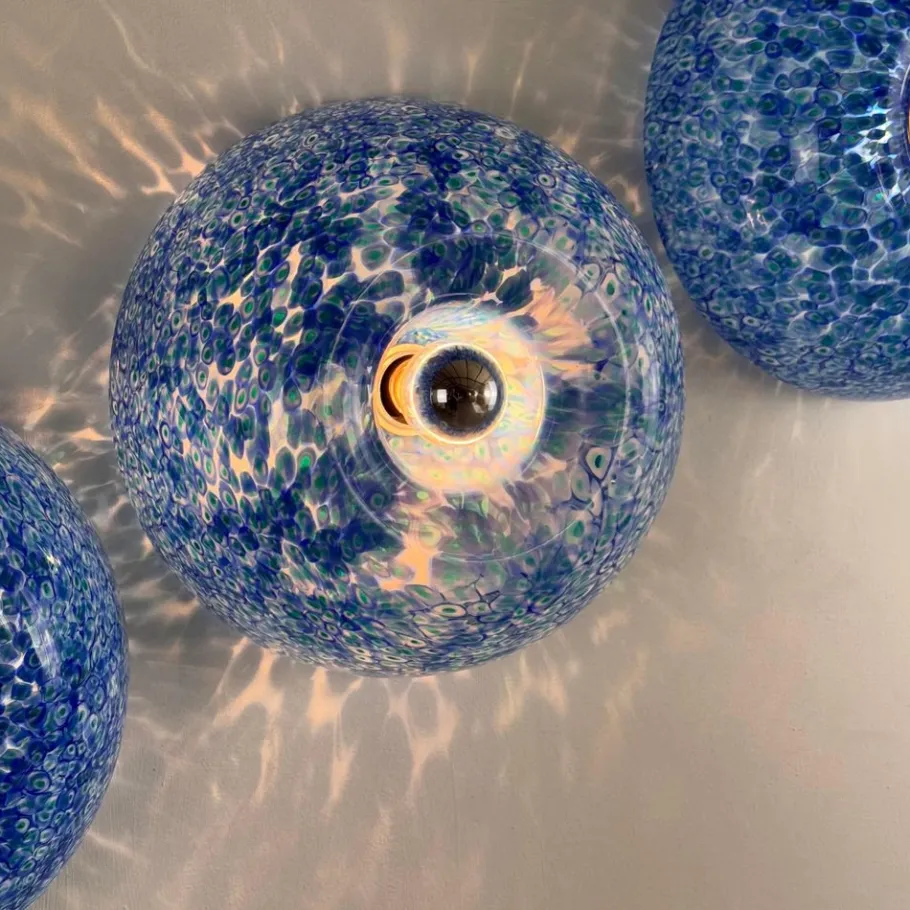 Best Pamono Murano Glass Neverrino Ceiling Lights attributed to Gae Aulenti for Vistosi, 1970s, Set of 3