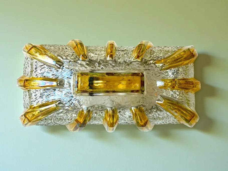 Best Pamono Murano Glass Type Rectangular Flush Mount, 1960s