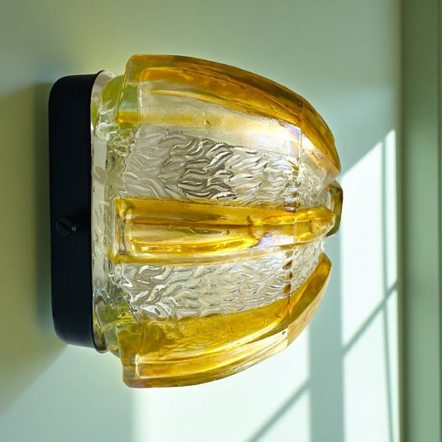Best Pamono Murano Glass Type Rectangular Flush Mount, 1960s