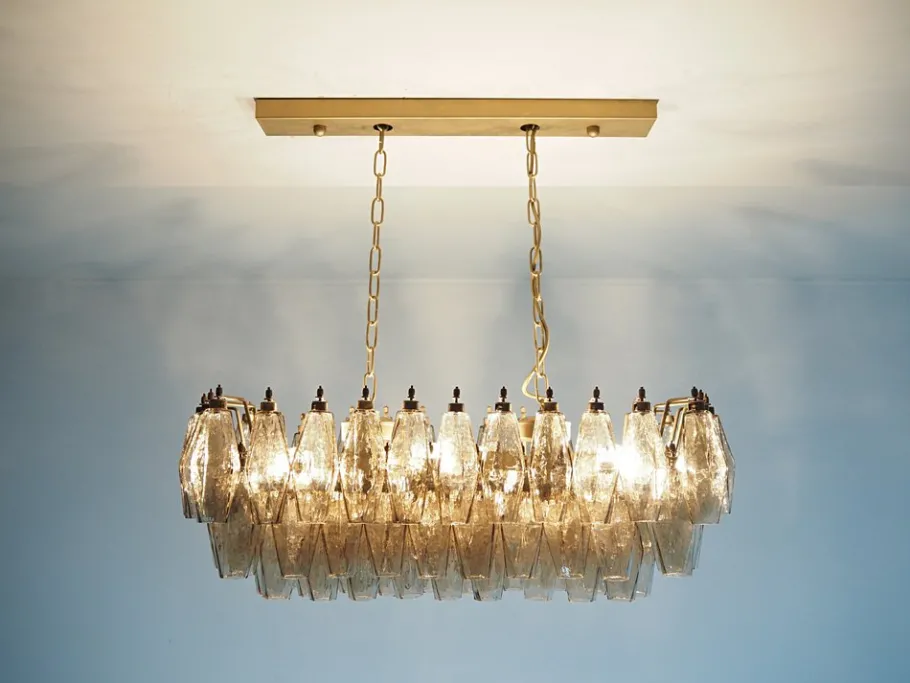 Best Pamono Murano Poliedri Chandelier by Carlo Scarpa with 84 Smoked Glasses, 1990s