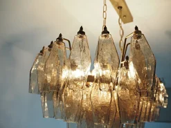 Best Pamono Murano Poliedri Chandelier by Carlo Scarpa with 84 Smoked Glasses, 1990s