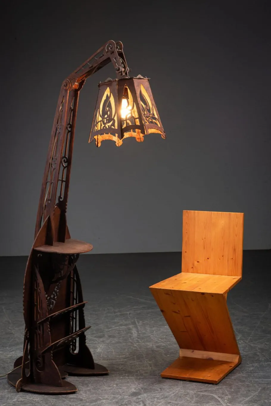 Hot Pamono Naive Amsterdam School Standing Lamp, 1920s