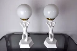 Clearance Pamono Nude Woman Ball Lamps by Onices Eth, 1980s, Set of 2