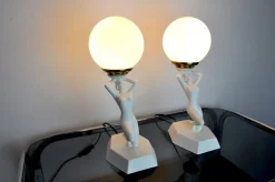 Clearance Pamono Nude Woman Ball Lamps by Onices Eth, 1980s, Set of 2