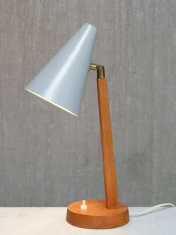 Best Pamono Oak, Metal and Brass Desk Lamp from Falkenbergs Belysning, Sweden, 1950s