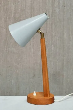 Best Pamono Oak, Metal and Brass Desk Lamp from Falkenbergs Belysning, Sweden, 1950s