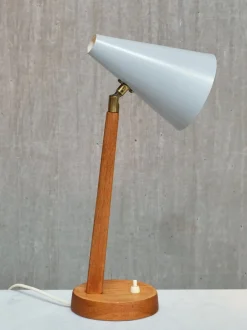 Best Pamono Oak, Metal and Brass Desk Lamp from Falkenbergs Belysning, Sweden, 1950s