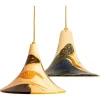 Best Pamono Ochre Blue Cream Orange Ceramic Cone Pendants, Denmark, 1970, Set of 2