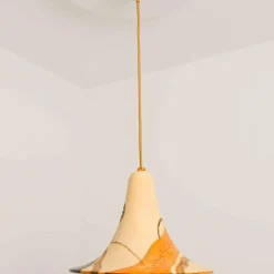 Best Pamono Ochre Blue Cream Orange Ceramic Cone Pendants, Denmark, 1970, Set of 2