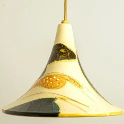 Best Pamono Ochre Ceramic Cone Pendants, Denmark, 1970, Set of 2