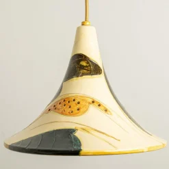 Best Pamono Ochre Ceramic Cone Pendants, Denmark, 1970, Set of 2
