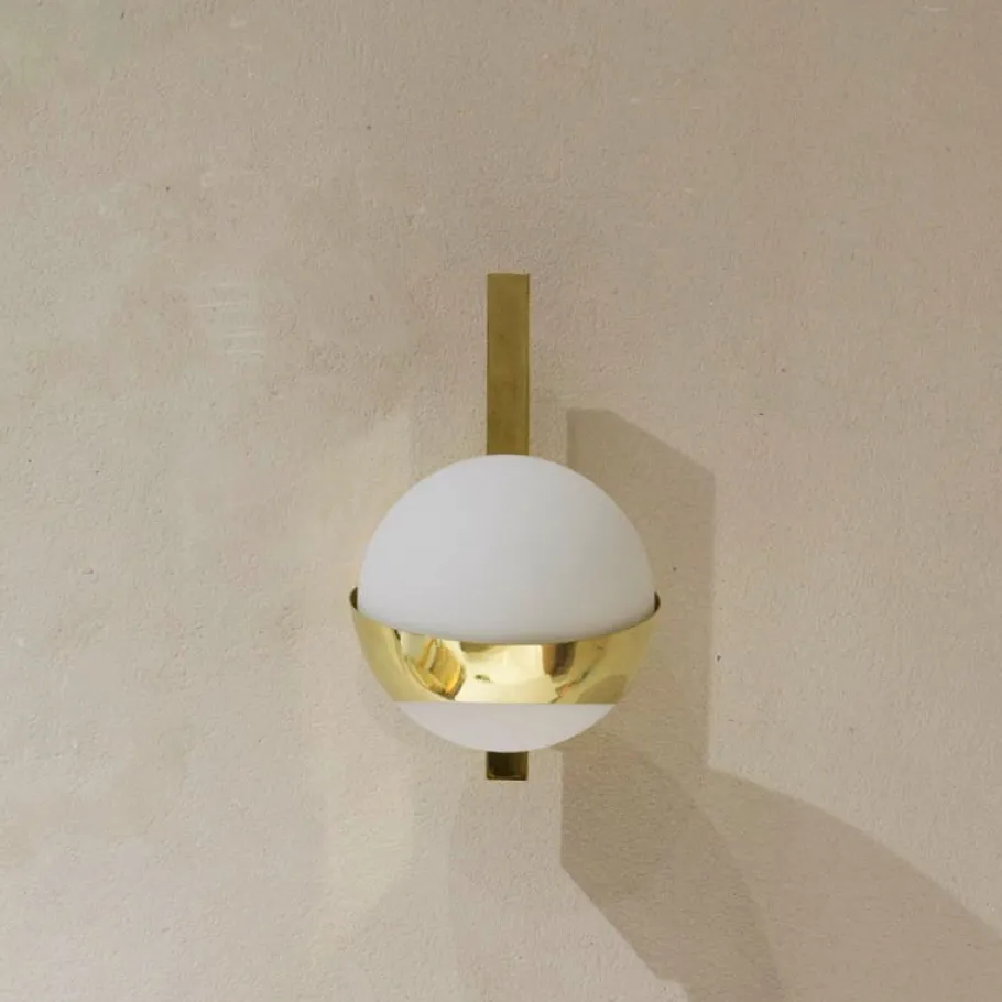 Sale Pamono Opaline and Brass Wall Lights, Set of 2