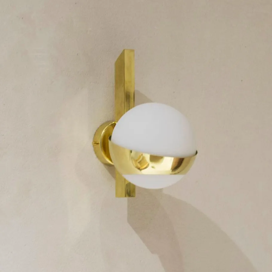 Sale Pamono Opaline and Brass Wall Lights, Set of 2