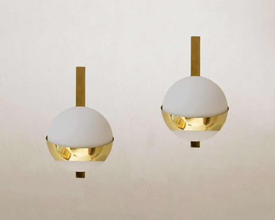 Sale Pamono Opaline and Brass Wall Lights, Set of 2