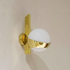 Sale Pamono Opaline and Brass Wall Lights, Set of 2