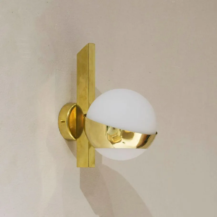 Sale Pamono Opaline and Brass Wall Lights, Set of 2