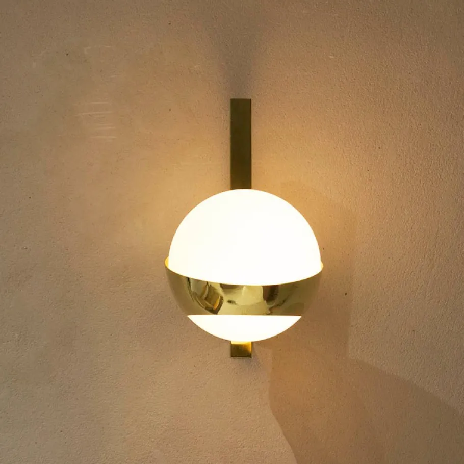 Sale Pamono Opaline and Brass Wall Lights, Set of 2