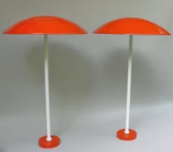 Pamono Orange and White Mushroom Outdoor Garden Lamps from BEGA, 1950s, Set of 2