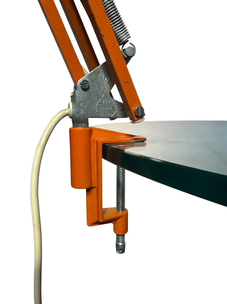 Sale Pamono Orange Danish Architect's Clamp Lamp by HGF for Maxam, 1968