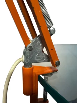 Sale Pamono Orange Danish Architect's Clamp Lamp by HGF for Maxam, 1968