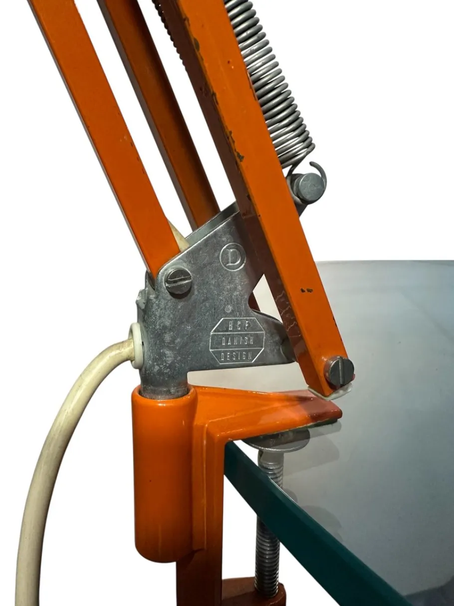 Sale Pamono Orange Danish Architect's Clamp Lamp by HGF for Maxam, 1968