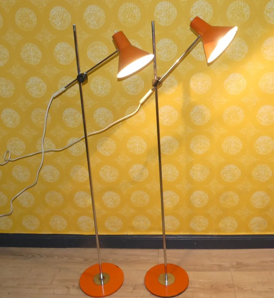 Best Pamono Orange Floor Lamps by Richard Essig, 1970s, Set of 2