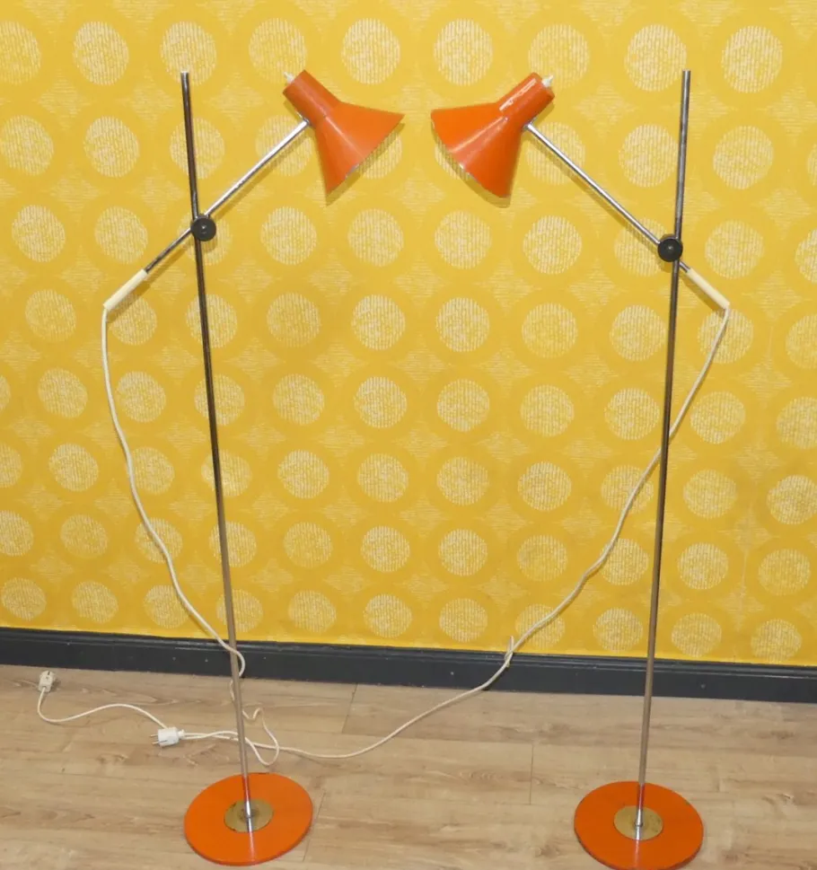 Best Pamono Orange Floor Lamps by Richard Essig, 1970s, Set of 2