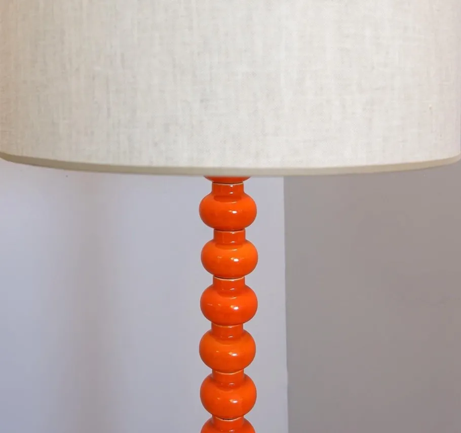 Outlet Pamono Orange Glazed Ceramic Floor Lamp, 1970s