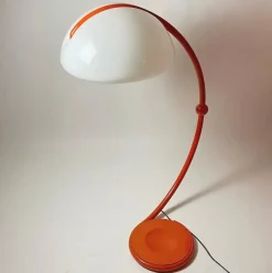 Clearance Pamono Orange Serpente Floor Lamp by Elio Martinelli for Luce, Italy, 1970s