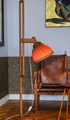 New Pamono Original Scandinavian Bent Pine Adjustable Floor Light by Hans-Agne Jakobsson, 1960s