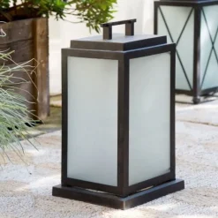 Outlet Pamono Outdoor Eden Lantern in Black Wax Brass with Satin Glass by Il Bronzetto