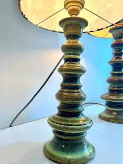 Hot Pamono Pagoda-Shaped Green Gradient Glazed Fat Lava Lamps, 1960s, Set of 2