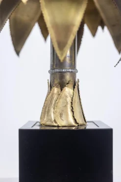 Outlet Pamono Palm Tree Floor Lamp in Gilded Brass from Maison Jansen, 1970s